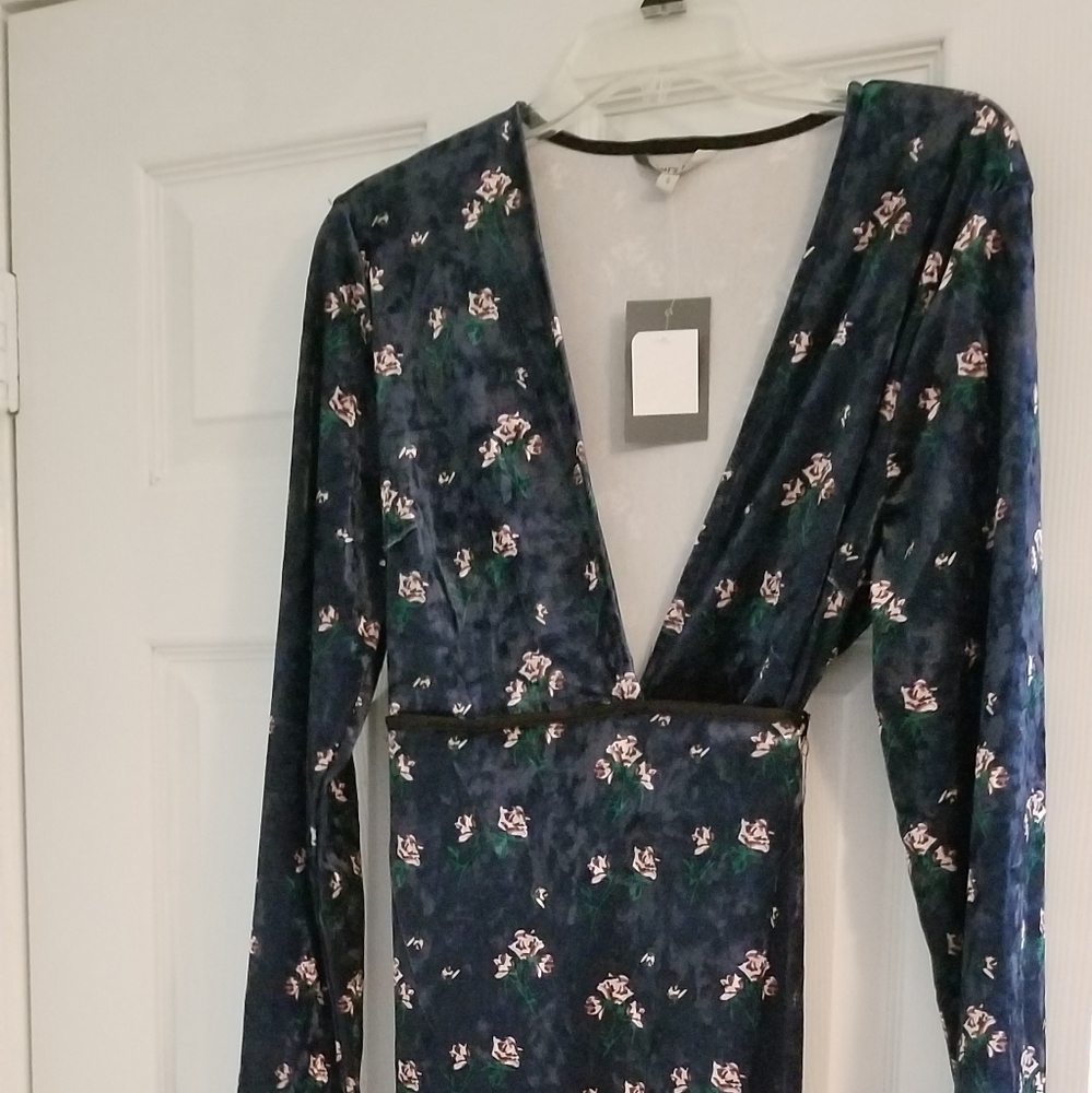 New Blue Velvet Cross Body Dress